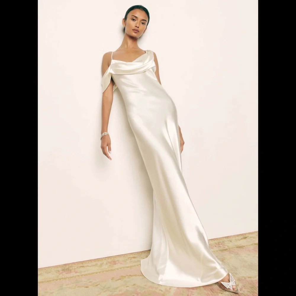 Reformation Ronda Silk Dress in Ivory - Picture 3 of 9